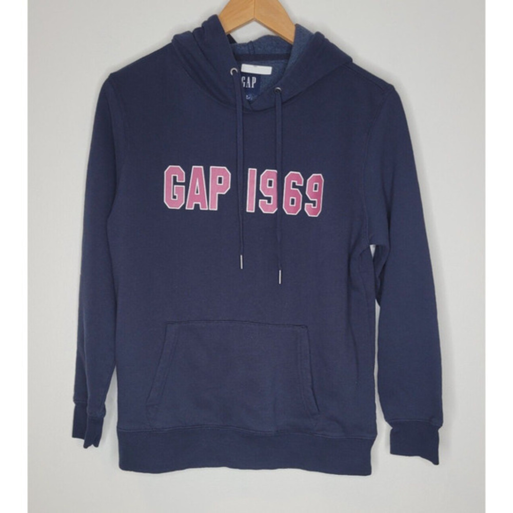 Gap Women's 1969 hoodie‎ small pocket logo blue
